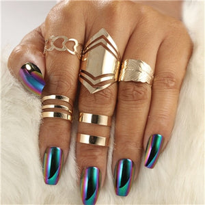 docona Vintage Silver Carved Geometric Knuckle Ring Set for Women Girl Rhinestone Midi Rings Set Party Jewelry Anillos