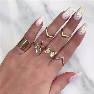 docona Vintage Silver Carved Geometric Knuckle Ring Set for Women Girl Rhinestone Midi Rings Set Party Jewelry Anillos
